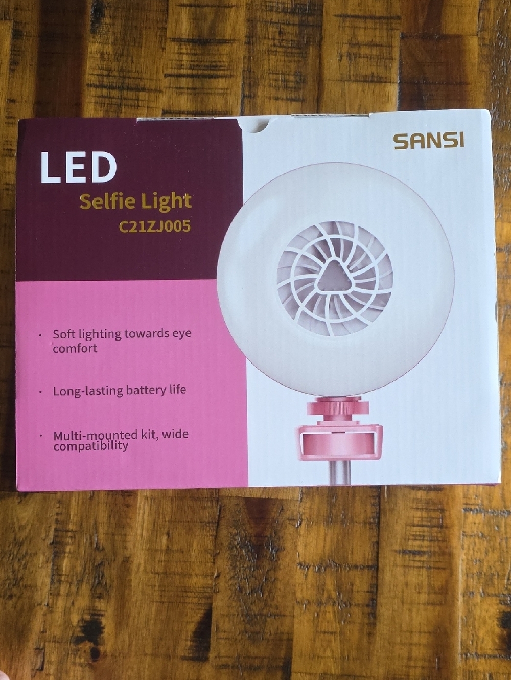 Pink LED Selfie Light with Adjustable Mount